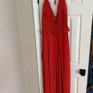 Dress the Population Vibrant Orange Halter Dress